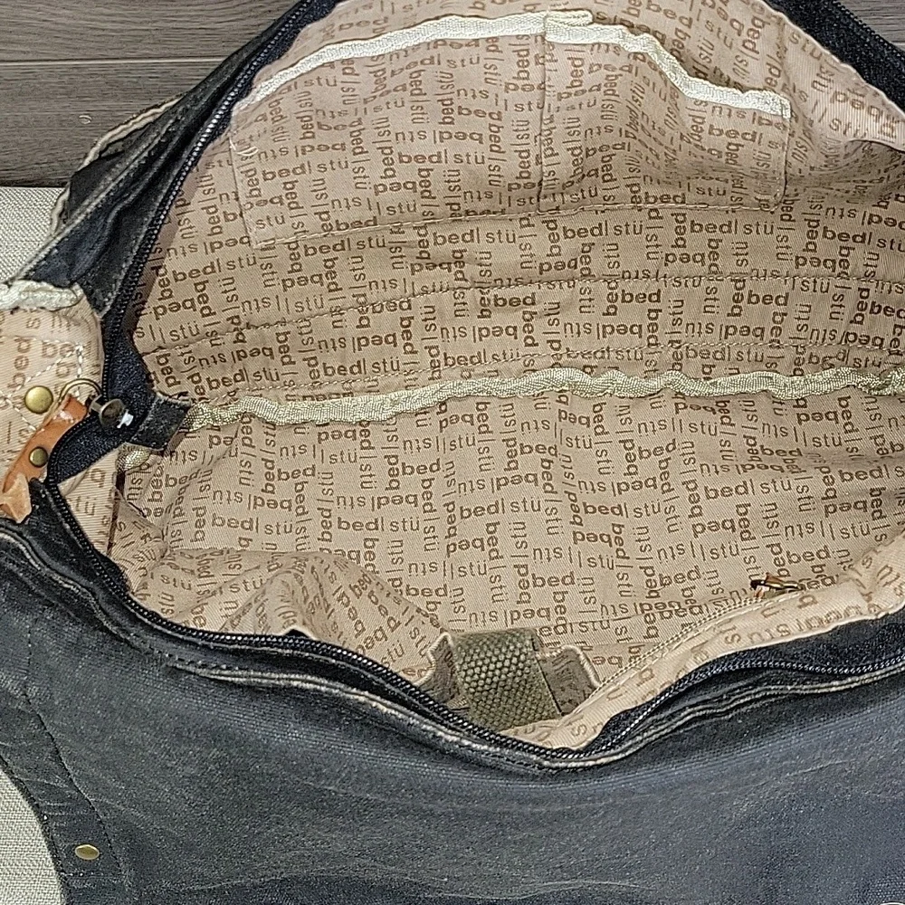 Bed Stu Waxed Canvas Leather Hawkeye Messenger Shoulder Bag